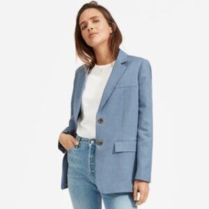 Everlane Blue Cotton Linen Blazer Size 14